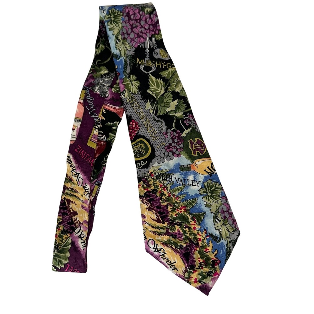 Mens Silk Vineyard Winery Print Tie Alexander Valley Pedroncelli Wine Sommelier